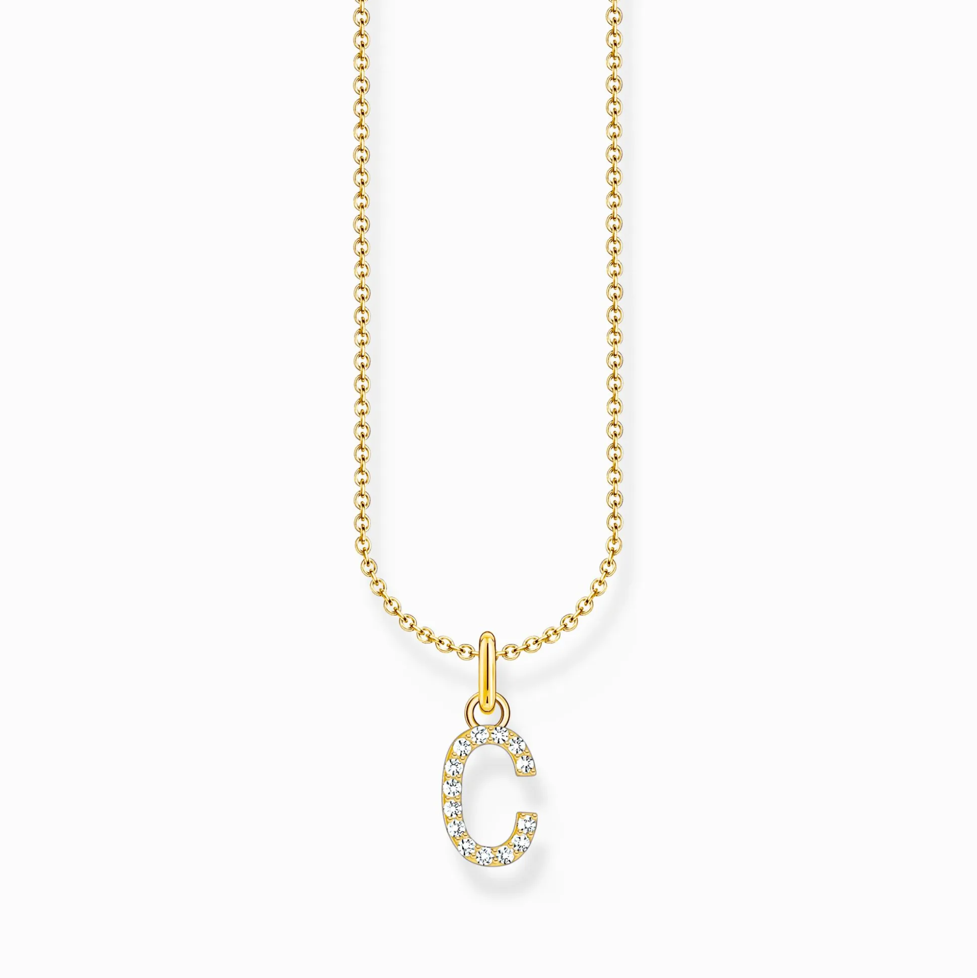 Hot Kette mit Buchstaben-Anhänger C vergoldet Damen Halsketten|18K Vergoldung - 925 Silber