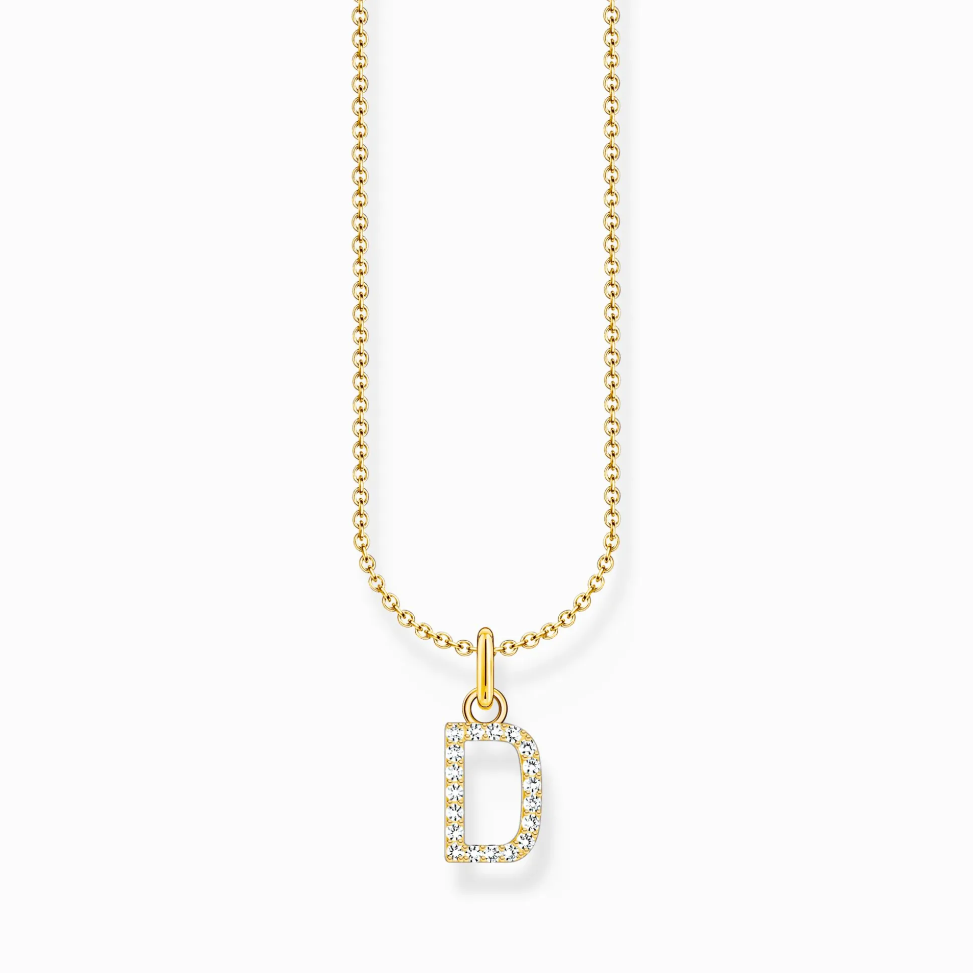 Online Kette mit Buchstaben-Anhänger D vergoldet Damen Halsketten|18K Vergoldung - 925 Silber