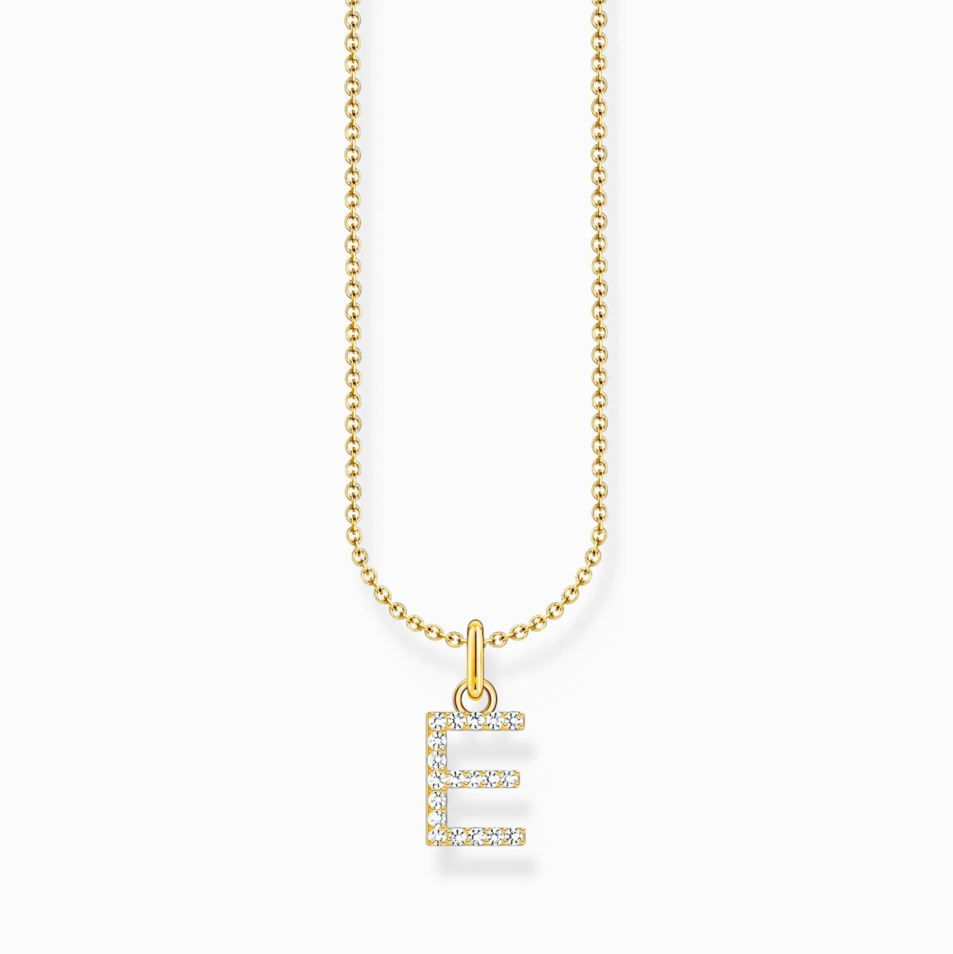Best Sale Kette mit Buchstaben-Anhänger E vergoldet Damen Halsketten|18K Vergoldung - 925 Silber