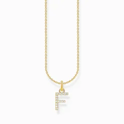 Hot Kette mit Buchstaben-Anhänger F vergoldet Damen Halsketten|18K Vergoldung - 925 Silber