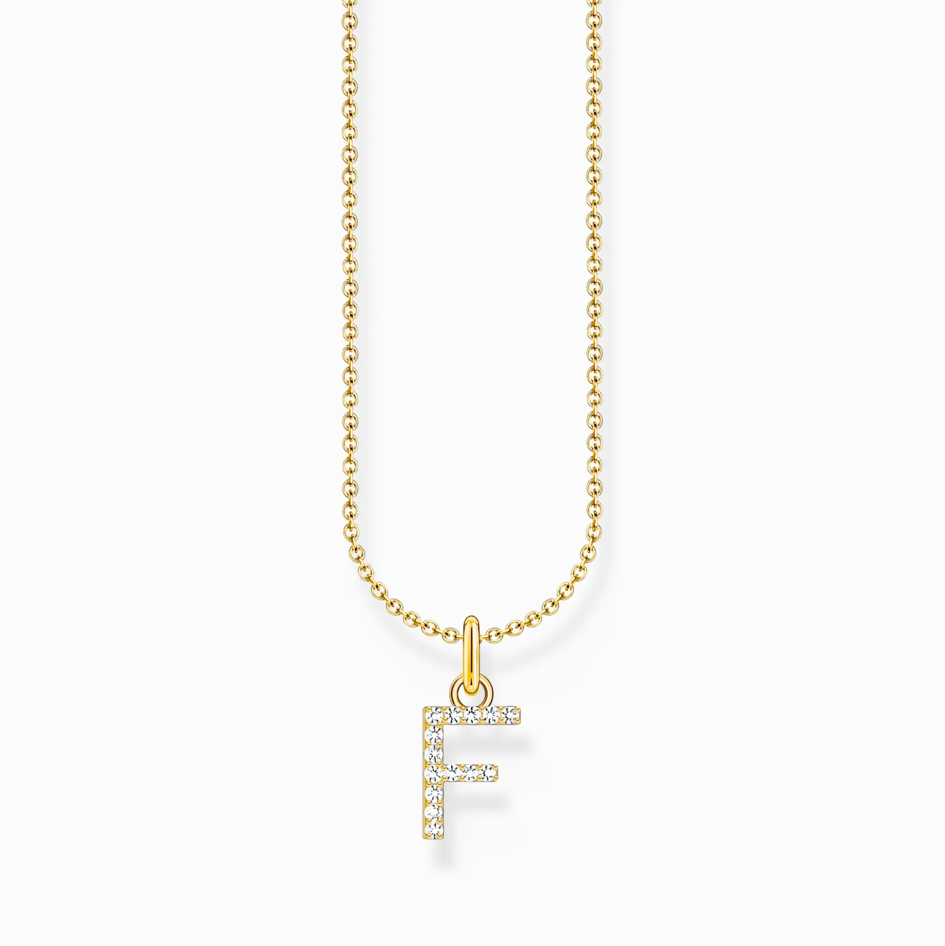 Hot Kette mit Buchstaben-Anhänger F vergoldet Damen Halsketten|18K Vergoldung - 925 Silber