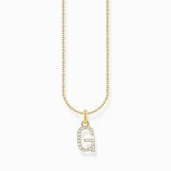Cheap Kette mit Buchstaben-Anhänger G vergoldet Damen Halsketten|18K Vergoldung - 925 Silber