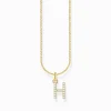 Outlet Kette mit Buchstaben-Anhänger H vergoldet Damen Halsketten|18K Vergoldung - 925 Silber