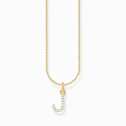 Outlet Kette mit Buchstaben-Anhänger J vergoldet Damen Halsketten|18K Vergoldung - 925 Silber