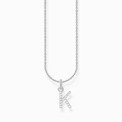 Cheap Kette mit Buchstaben-Anhänger K Silber Damen Halsketten