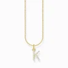 New Kette mit Buchstaben-Anhänger K vergoldet Damen Halsketten|18K Vergoldung - 925 Silber