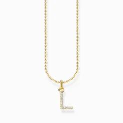 Flash Sale Kette mit Buchstaben-Anhänger L vergoldet Damen Halsketten|18K Vergoldung - 925 Silber