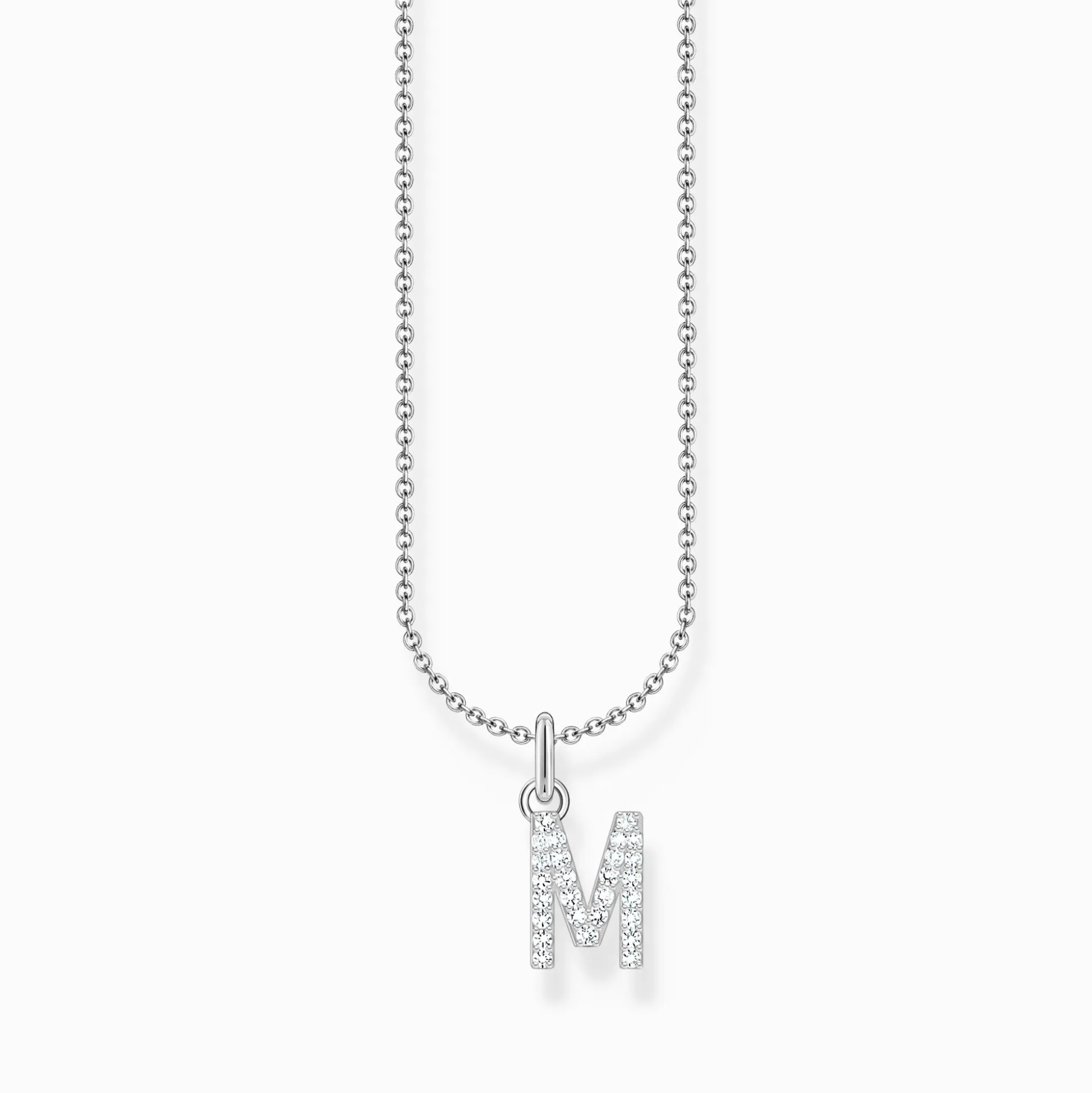 Fashion Kette mit Buchstaben-Anhänger M Silber Damen Halsketten