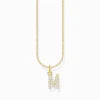Hot Kette mit Buchstaben-Anhänger M vergoldet Damen Halsketten|18K Vergoldung - 925 Silber