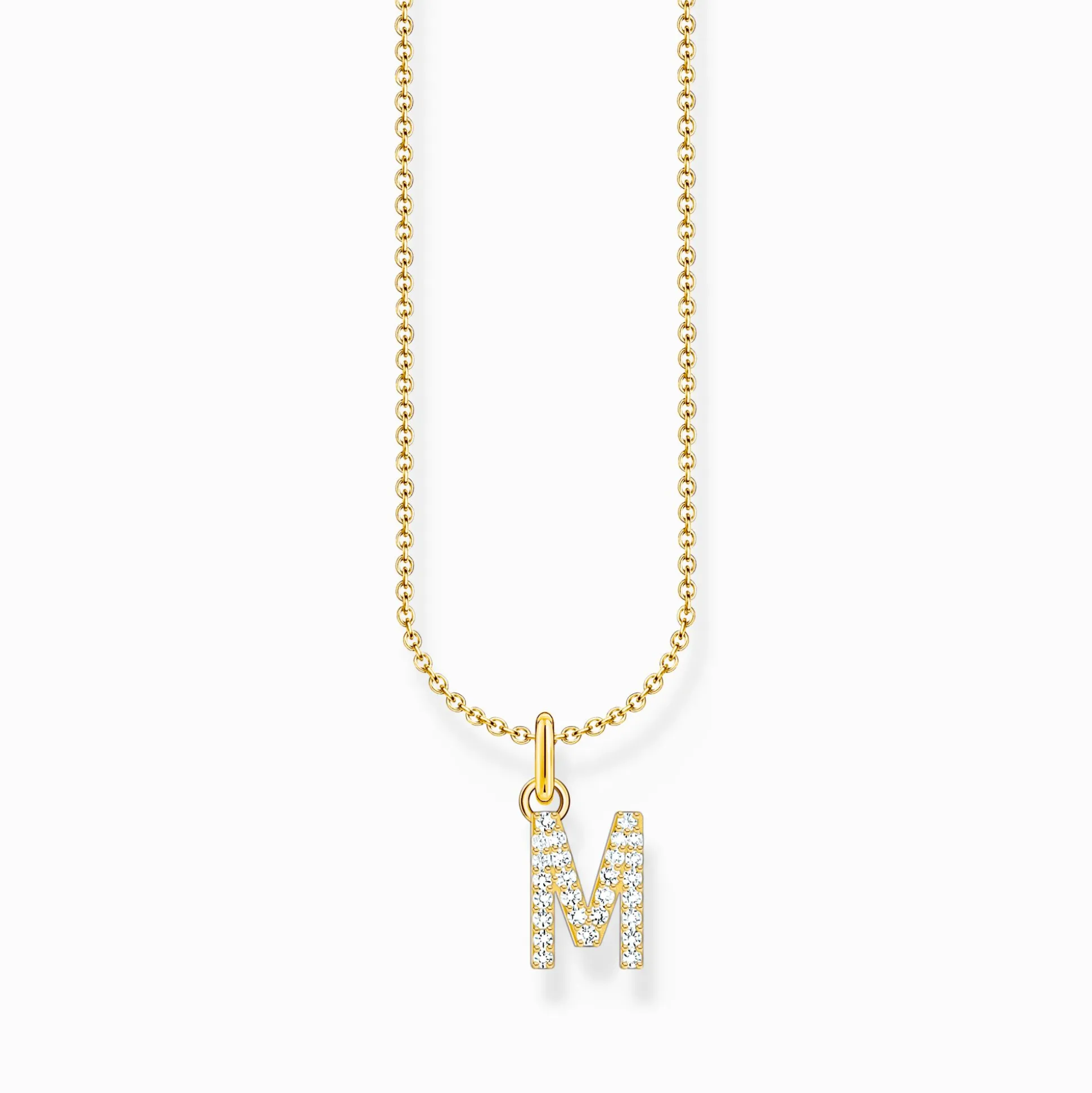 Hot Kette mit Buchstaben-Anhänger M vergoldet Damen Halsketten|18K Vergoldung - 925 Silber