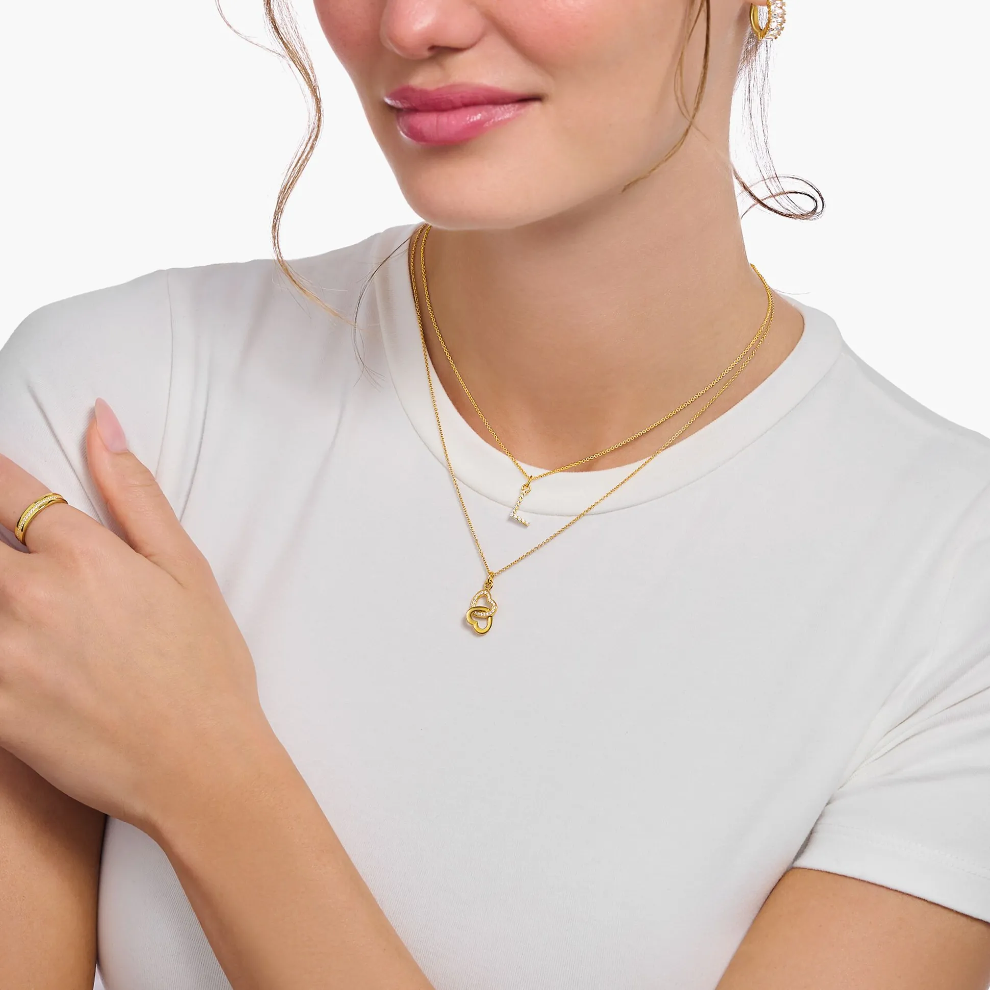 Hot Kette mit Buchstaben-Anhänger M vergoldet Damen Halsketten|18K Vergoldung - 925 Silber