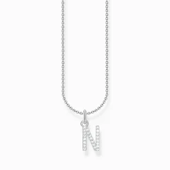 Clearance Kette mit Buchstaben-Anhänger N Silber Damen Halsketten