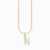 Cheap Kette mit Buchstaben-Anhänger N vergoldet Damen Halsketten|18K Vergoldung - 925 Silber