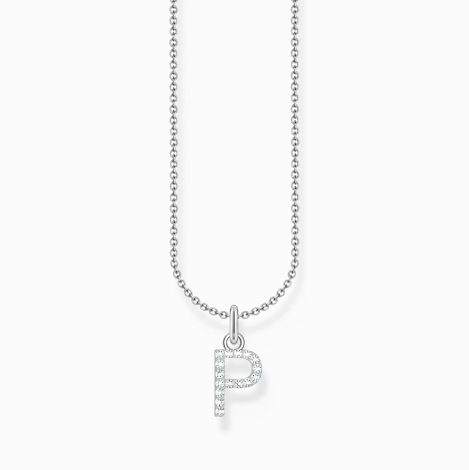 New Kette mit Buchstaben-Anhänger P Silber Damen Halsketten