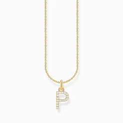Discount Kette mit Buchstaben-Anhänger P vergoldet Damen Halsketten|18K Vergoldung - 925 Silber