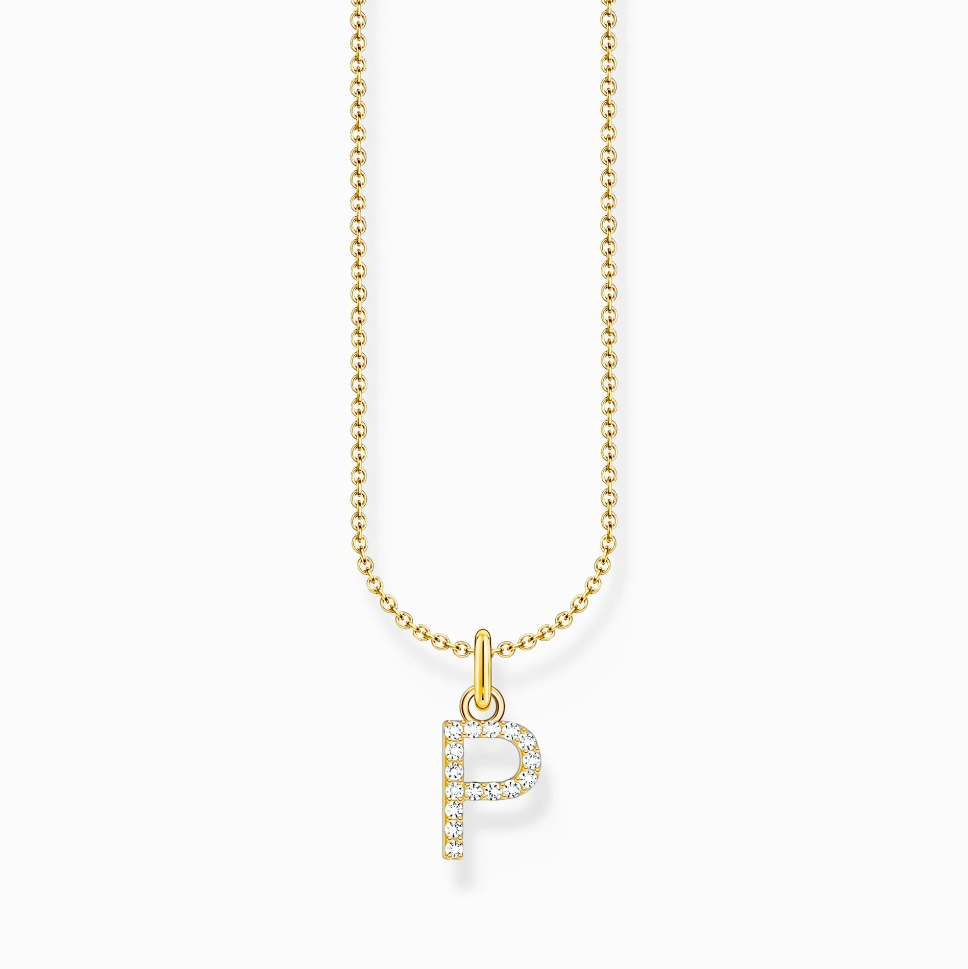 Discount Kette mit Buchstaben-Anhänger P vergoldet Damen Halsketten|18K Vergoldung - 925 Silber