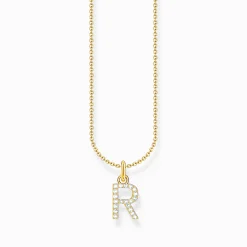 Store Kette mit Buchstaben-Anhänger R vergoldet Damen Halsketten|18K Vergoldung - 925 Silber