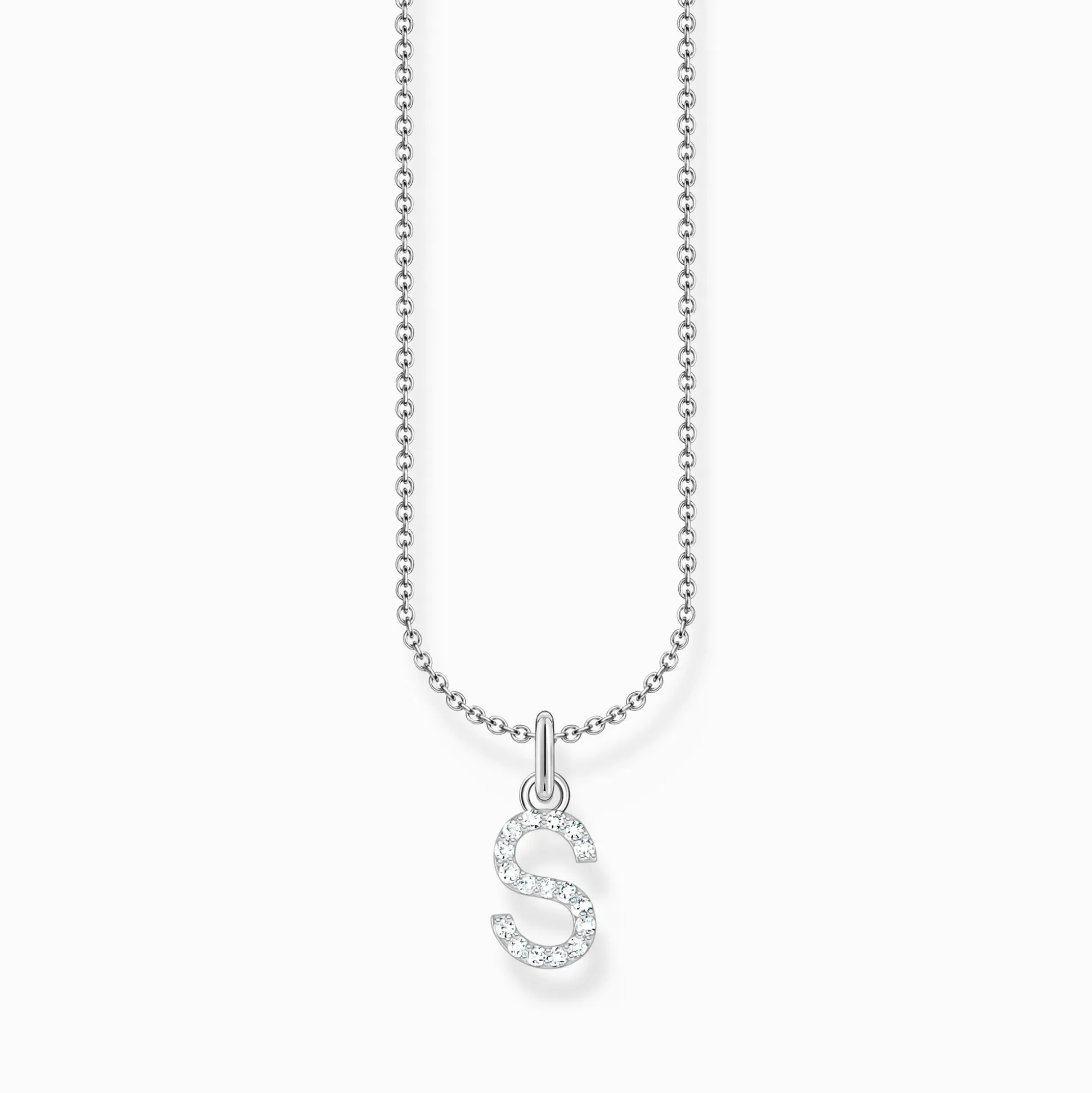 Online Kette mit Buchstaben-Anhänger S Silber Damen Halsketten
