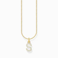 Best Kette mit Buchstaben-Anhänger S vergoldet Damen Halsketten|18K Vergoldung - 925 Silber
