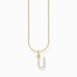 Best Sale Kette mit Buchstaben-Anhänger U vergoldet Damen Halsketten