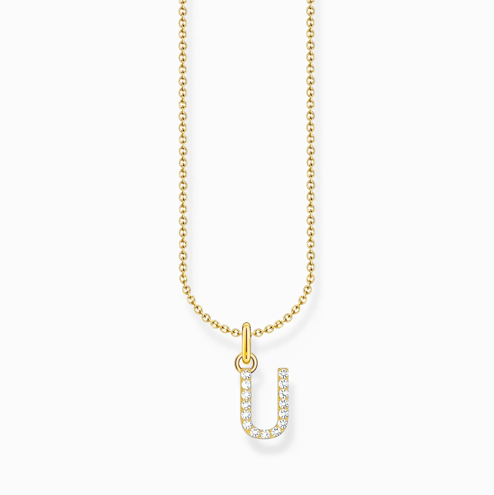 Best Sale Kette mit Buchstaben-Anhänger U vergoldet Damen Halsketten