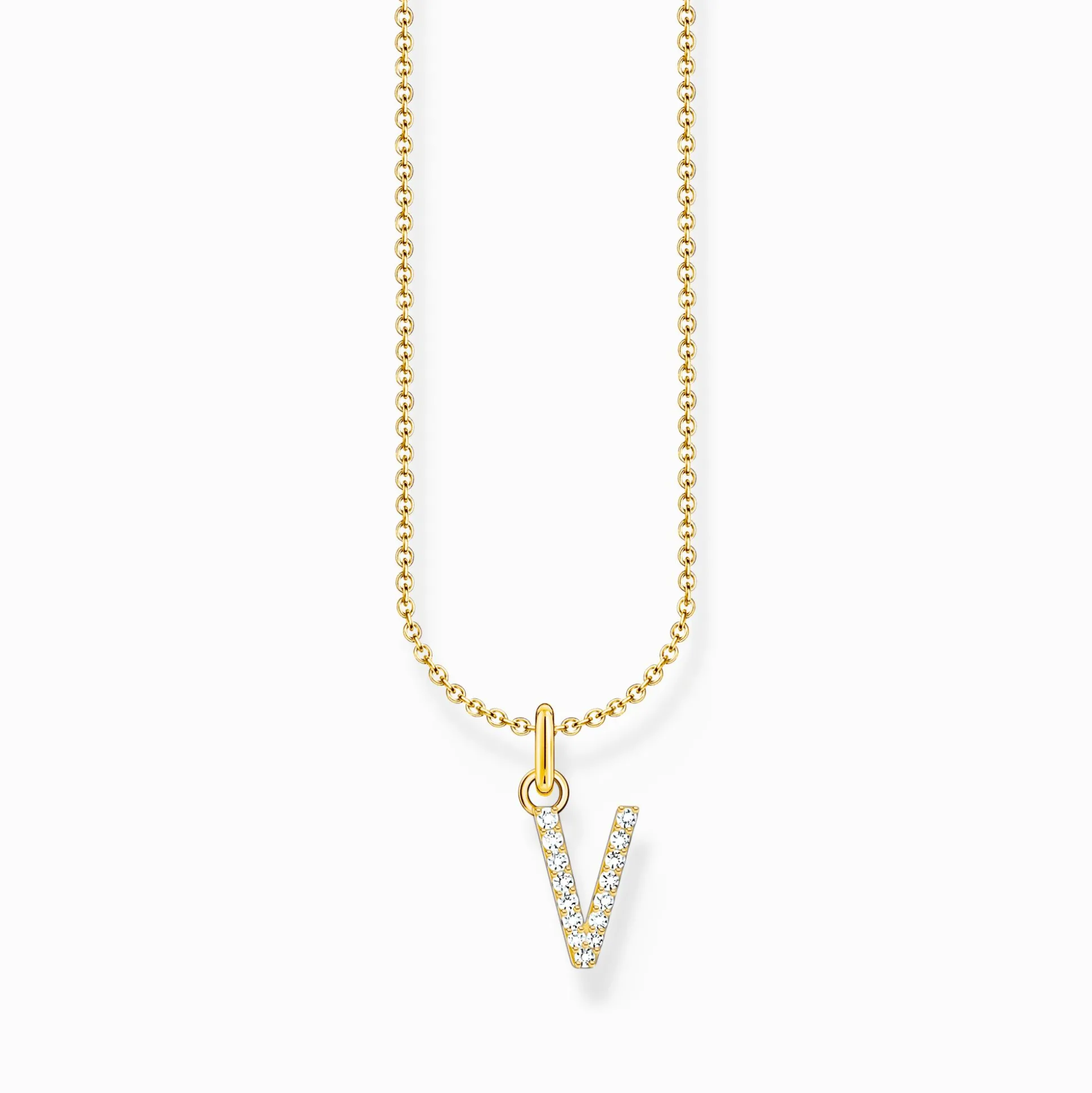 Best Kette mit Buchstaben-Anhänger V vergoldet Damen Halsketten