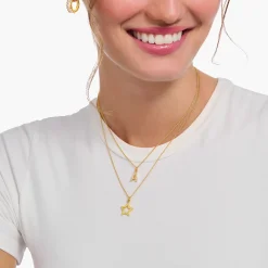 Best Kette mit Buchstaben-Anhänger V vergoldet Damen Halsketten