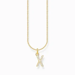 Cheap Kette mit Buchstaben-Anhänger X vergoldet Damen Halsketten