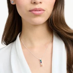 Shop Kette mit bunten Steinen Silber Damen Halsketten|925 Silber