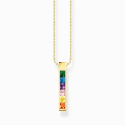 Fashion Kette mit bunten Steinen vergoldet Damen Halsketten|18K Vergoldung - 925 Silber