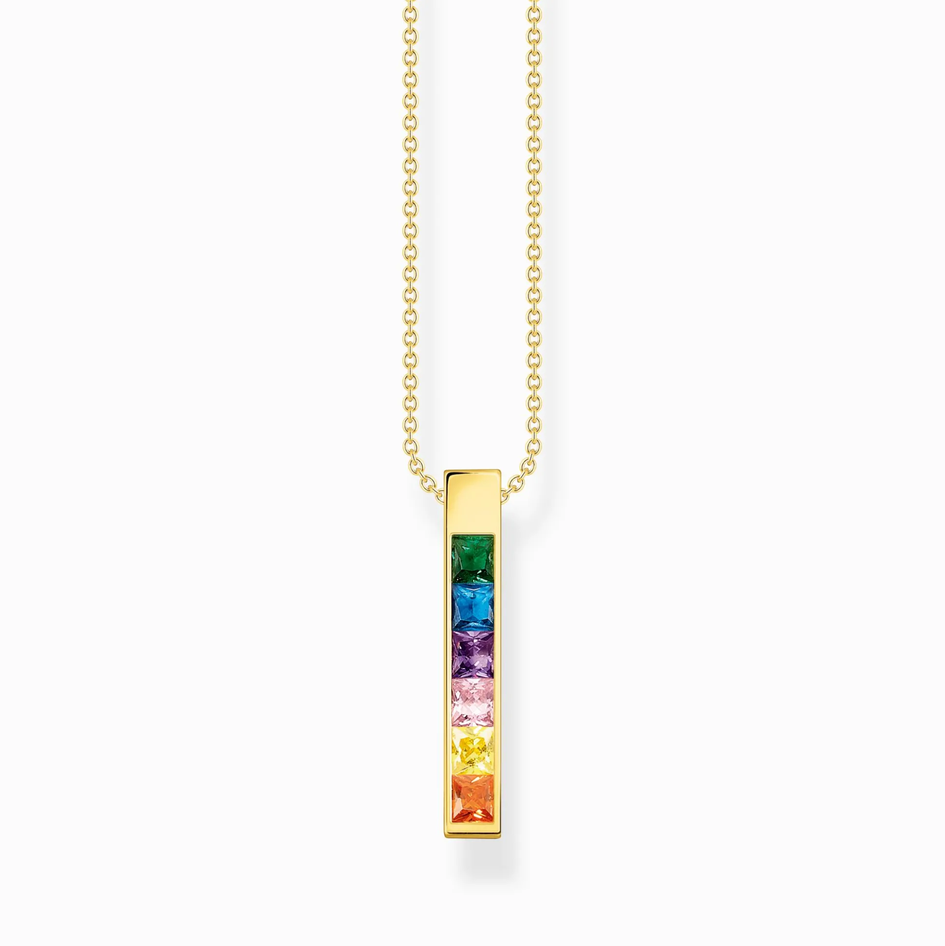 Fashion Kette mit bunten Steinen vergoldet Damen Halsketten|18K Vergoldung - 925 Silber