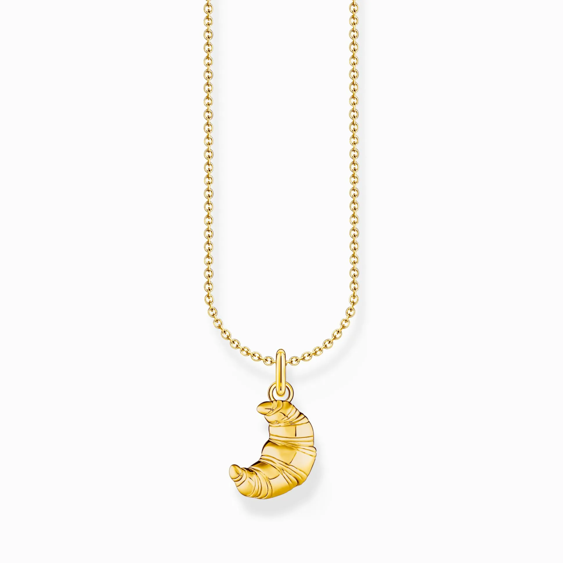 Online Kette mit Croissant-Anhänger vergoldet Damen Halsketten|18K Vergoldung - 925 Silber