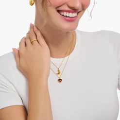 Online Kette mit Croissant-Anhänger vergoldet Damen Halsketten|18K Vergoldung - 925 Silber