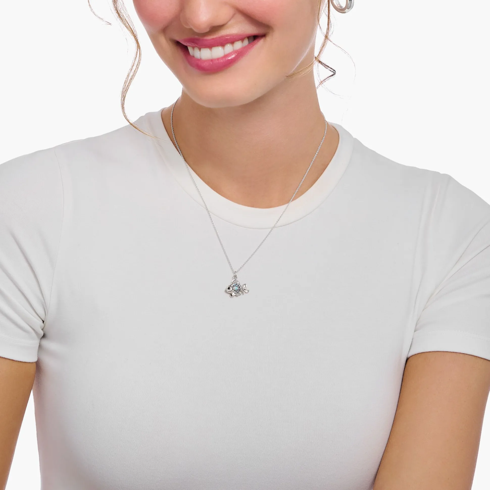 Fashion Kette mit Fisch-Anhänger Silber Damen Halsketten