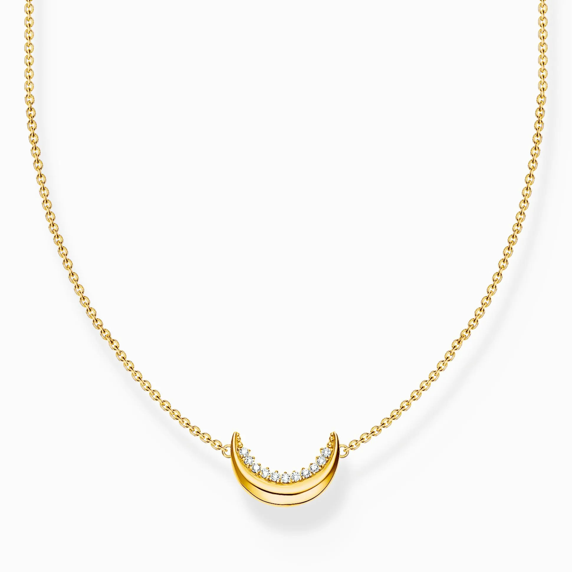 Hot Kette mit Mond-Anhänger Moon Romance vergoldet Damen Halsketten|18K Vergoldung - 925 Silber