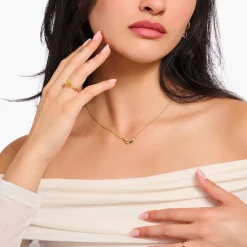Hot Kette mit Mond-Anhänger Moon Romance vergoldet Damen Halsketten|18K Vergoldung - 925 Silber