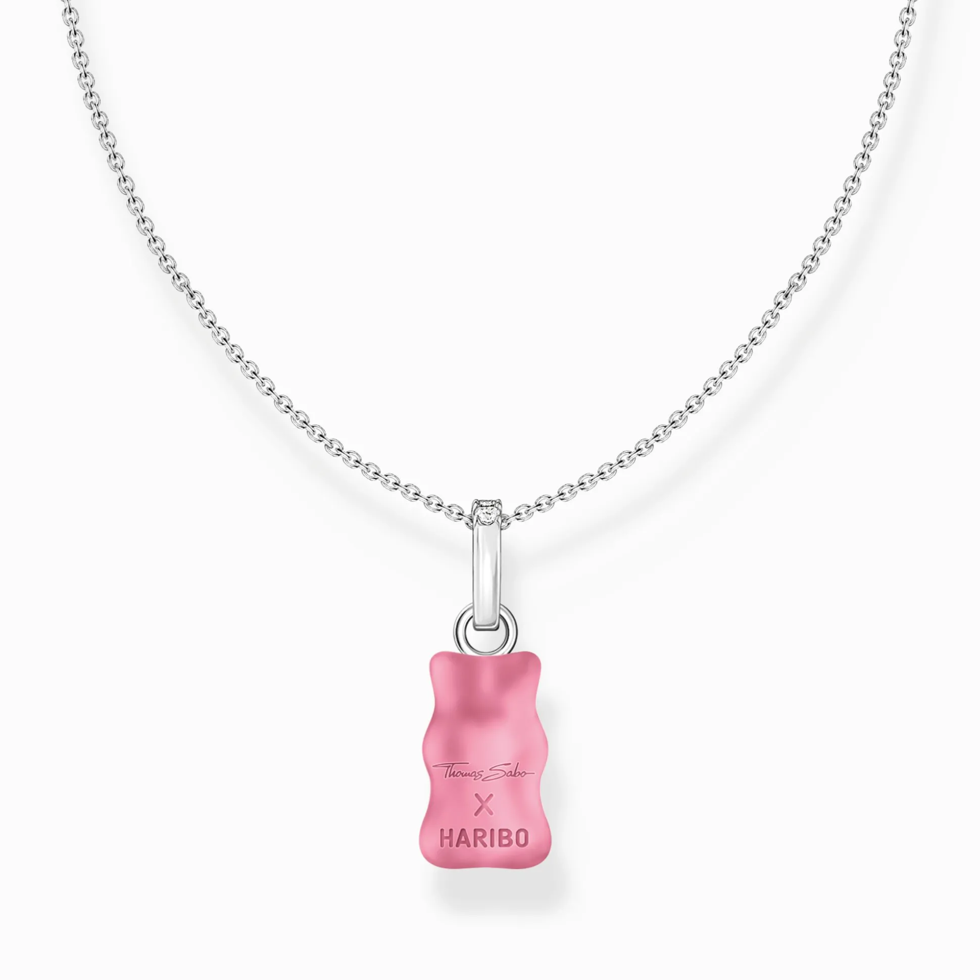 Cheap Kette mit pinkem Goldbären-Anhänger und Steinen Silber Damen Halsketten|925 Silber