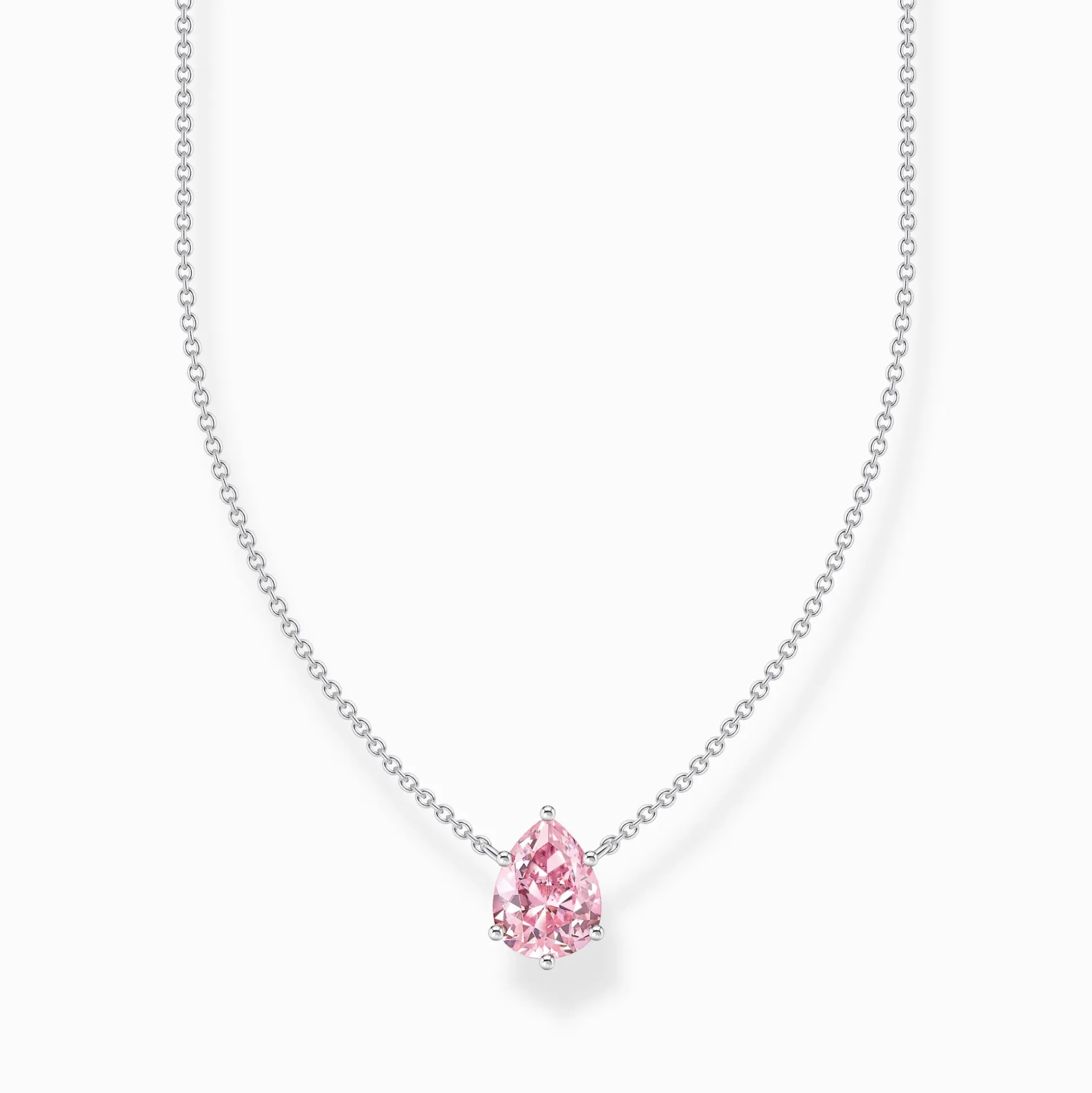 Best Kette mit pinkfarbenem Tropfen-Anhänger Silber Damen Halsketten|925 Silber