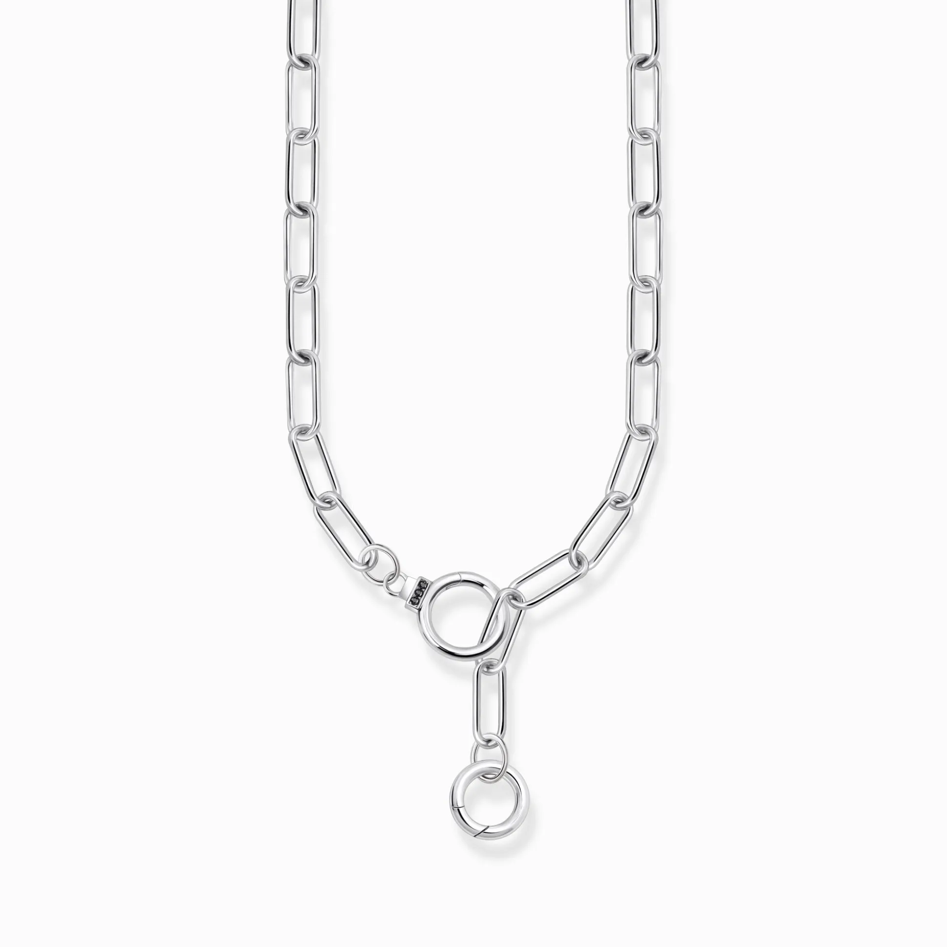 Fashion Kette mit steinbesetztem Ringverschluss Silber geschwärzt Damen Halsketten|Halsketten