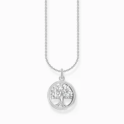 Fashion Kette mit Tree-of-Love-Anhänger und weißen Steinen Silber Damen Halsketten