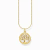 Store Kette mit Tree-of-Love-Anhänger und weißer Emaille vergoldet Damen Halsketten|18K Vergoldung - 925 Silber