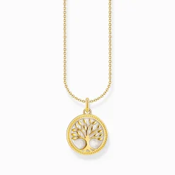 Store Kette mit Tree-of-Love-Anhänger und weißer Emaille vergoldet Damen Halsketten|18K Vergoldung - 925 Silber