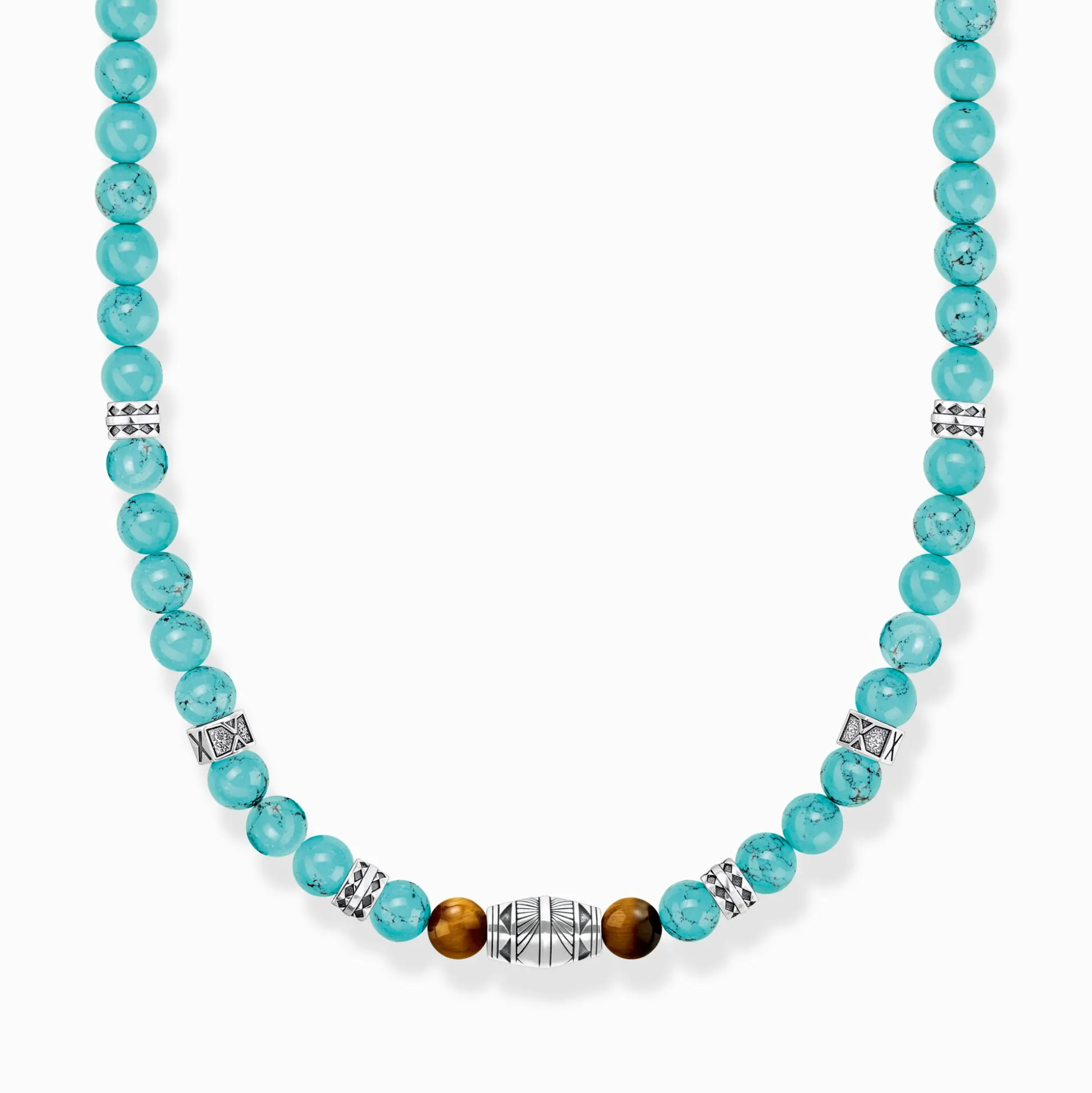 Flash Sale Kette mit türkisen Beads und Tigerauge-Beads Silber Damen Halsketten|Halsketten