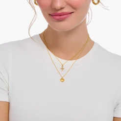 Flash Sale Kette mit weißem Kreuz-Anhänger vergoldet Damen Halsketten