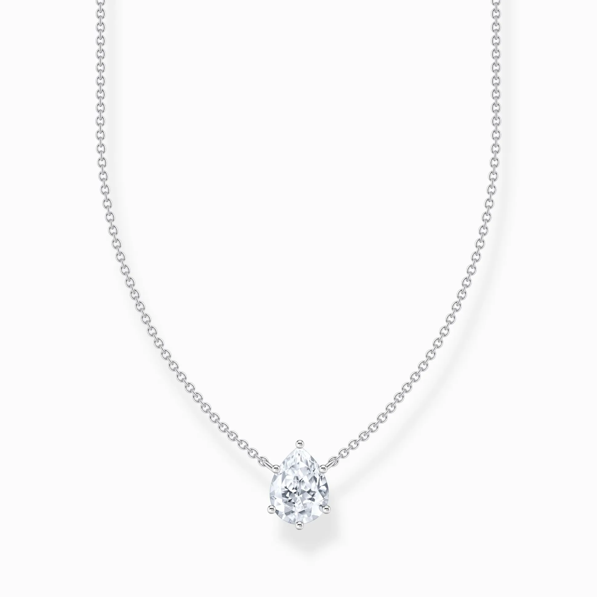 New Kette mit weißem Tropfen-Anhänger Silber Damen Halsketten