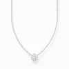 Fashion Kette mit weißem Zirkonia-Anhänger Silber Damen Halsketten|925 Silber