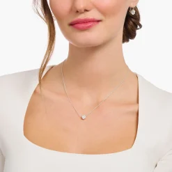 Fashion Kette mit weißem Zirkonia-Anhänger Silber Damen Halsketten|925 Silber
