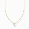Hot Kette mit weißem Zirkonia-Anhänger vergoldet Damen Halsketten|18K Vergoldung - 925 Silber
