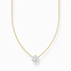 Hot Kette mit weißem Zirkonia-Anhänger vergoldet Damen Halsketten|18K Vergoldung - 925 Silber