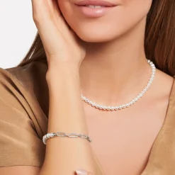 Clearance Kette Perlen silber Damen Halsketten